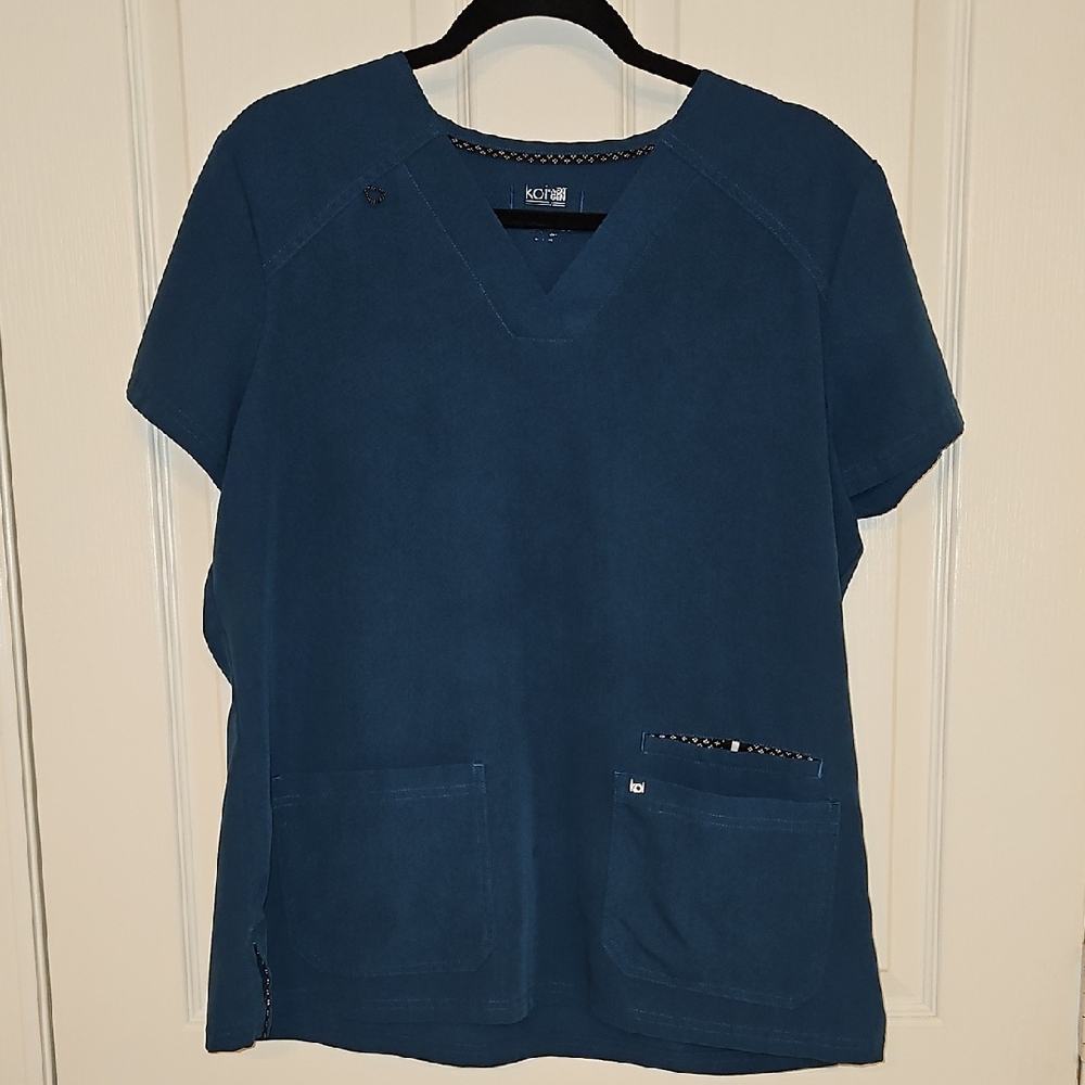 Koi Deep Blue V-Neck Scrub Top